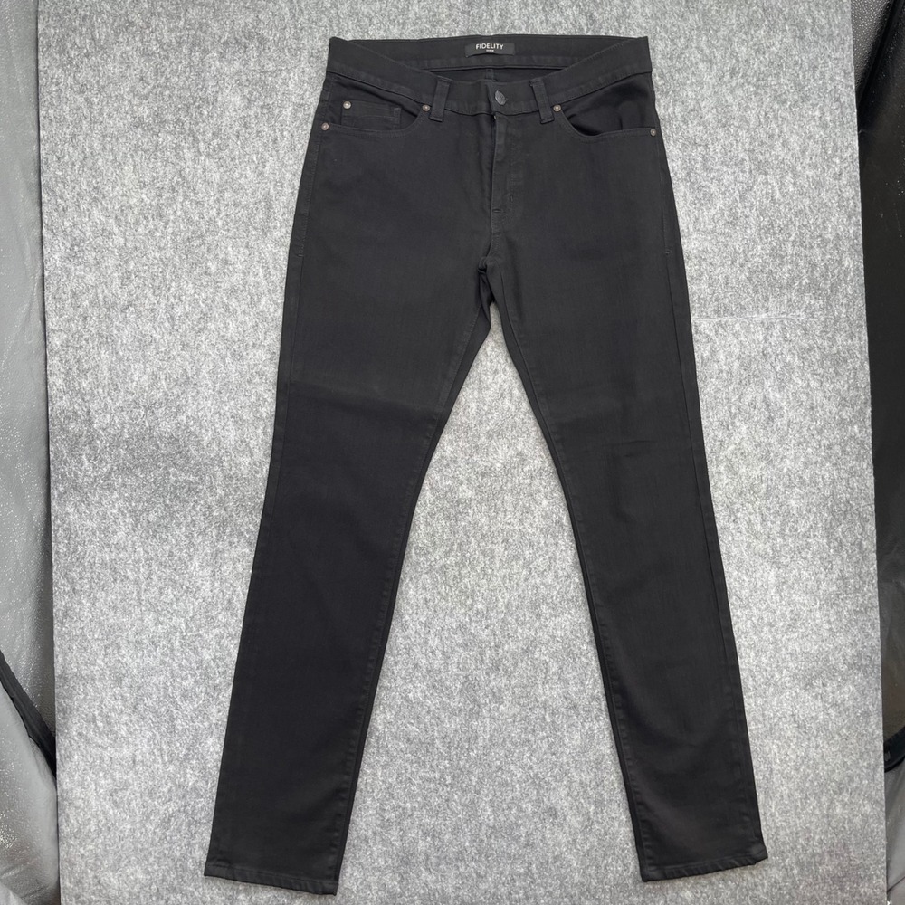 Fidelity Denim Jeans Mens 34x32 Black Slim Straight Leg Jeans Five Pocket Pants